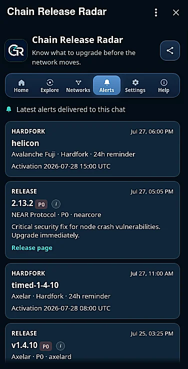 Release & hardfork reminders