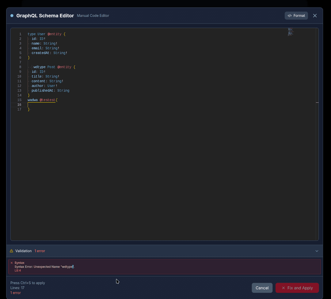 Manual schema view